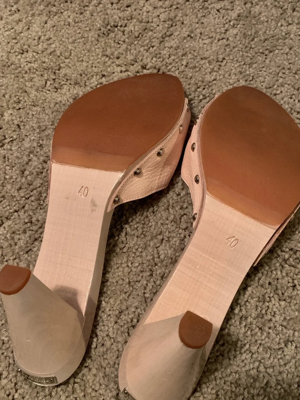 Burberry Blush Pink Leather Slide Mules with Buckle - Picture 4 of 4